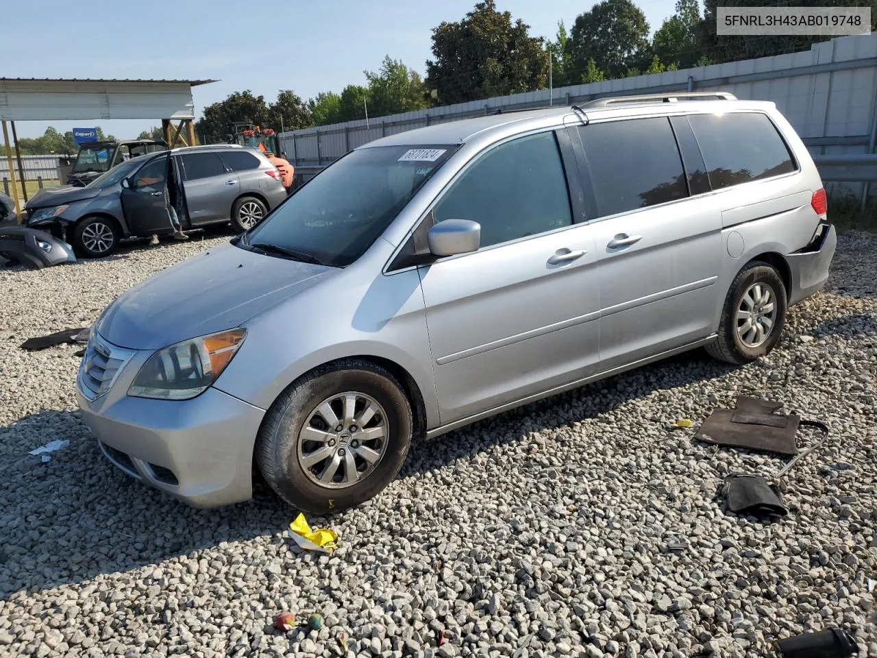 2010 Honda Odyssey Ex VIN: 5FNRL3H43AB019748 Lot: 68701824