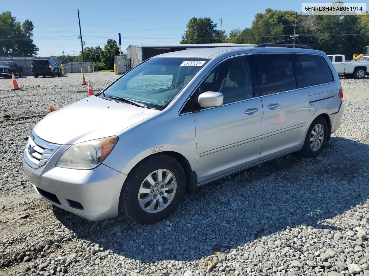 2010 Honda Odyssey Ex VIN: 5FNRL3H46AB061914 Lot: 69797394