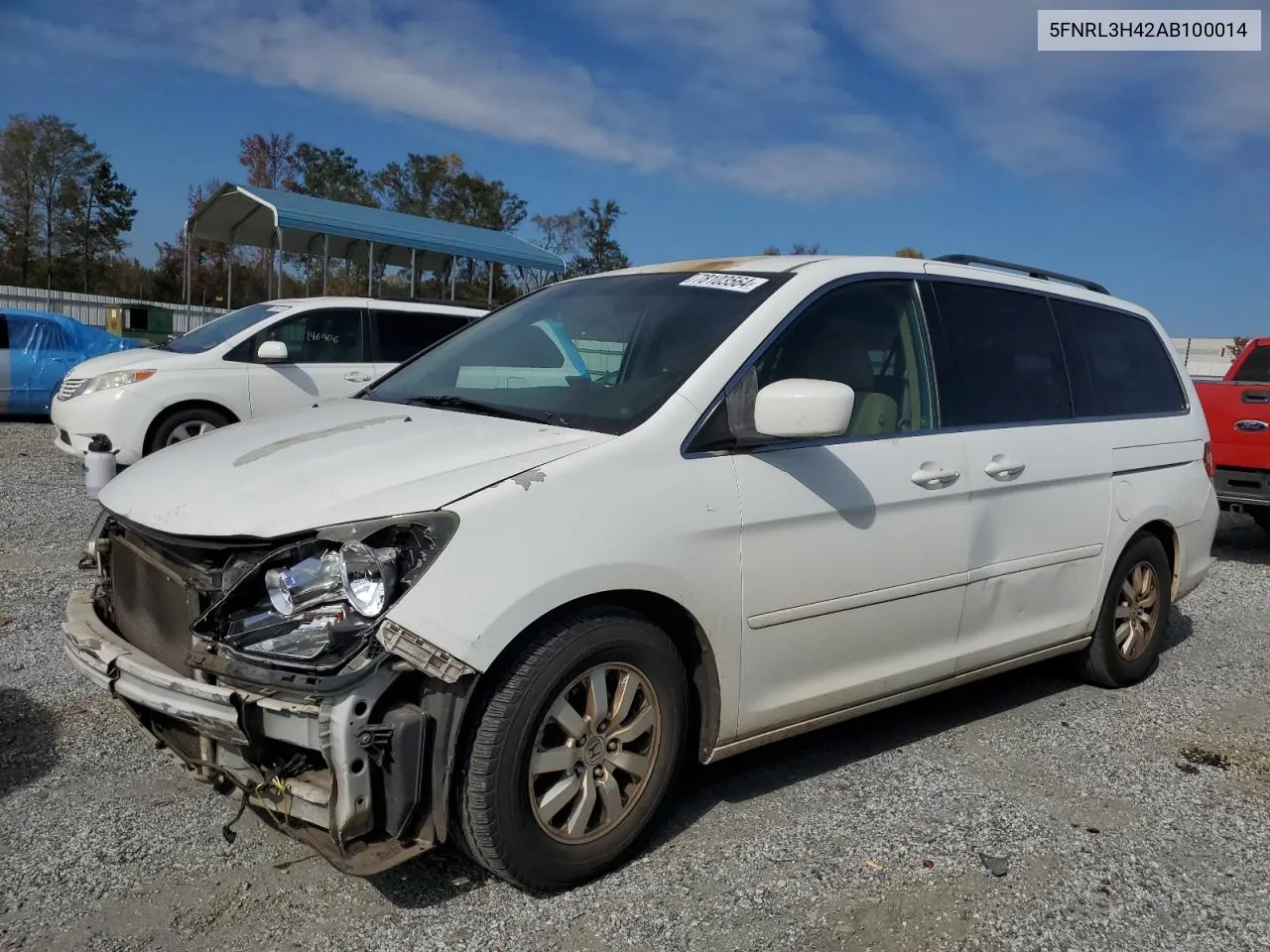 2010 Honda Odyssey Ex VIN: 5FNRL3H42AB100014 Lot: 78103564