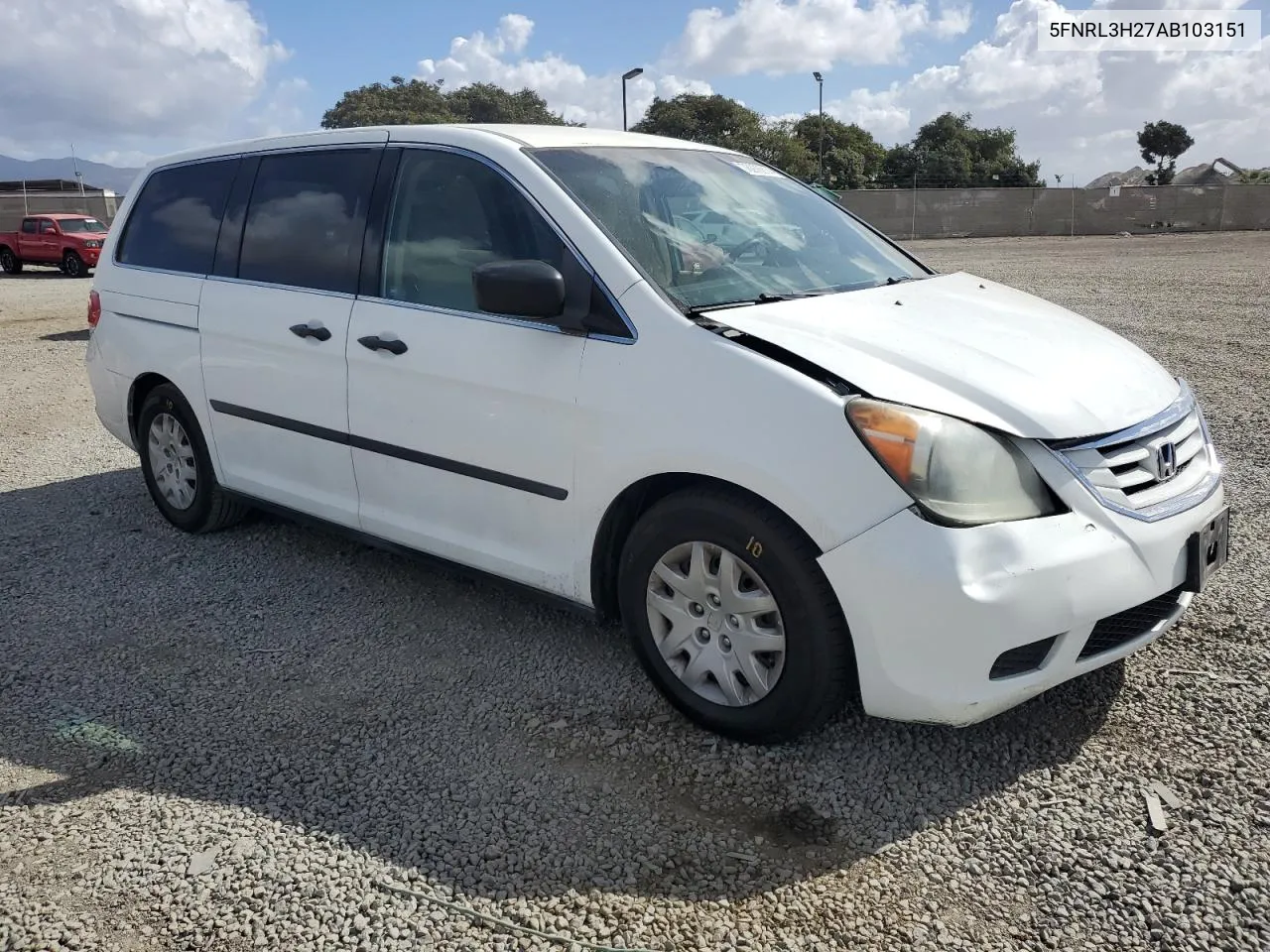 2010 Honda Odyssey Lx VIN: 5FNRL3H27AB103151 Lot: 78288214