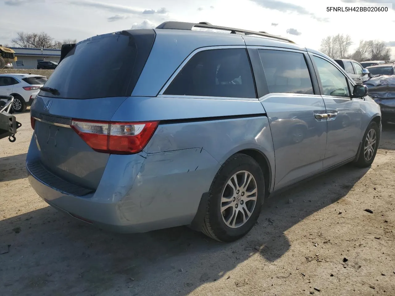 2011 Honda Odyssey Ex VIN: 5FNRL5H42BB020600 Lot: 44211974