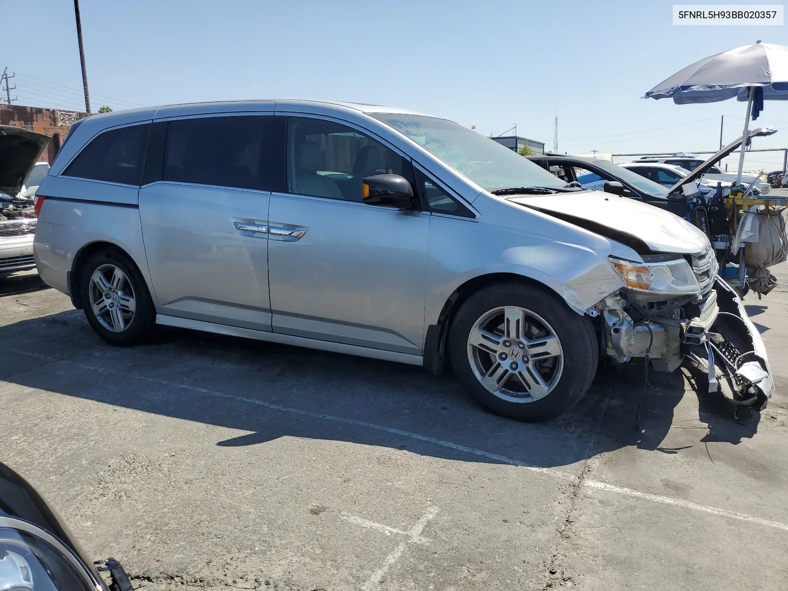 2011 Honda Odyssey Touring VIN: 5FNRL5H93BB020357 Lot: 67001264