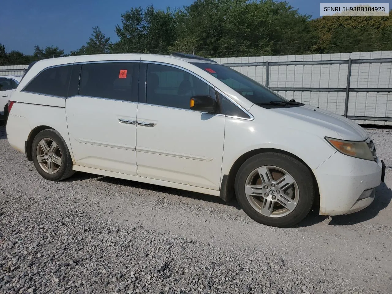 2011 Honda Odyssey Touring VIN: 5FNRL5H93BB104923 Lot: 68629414