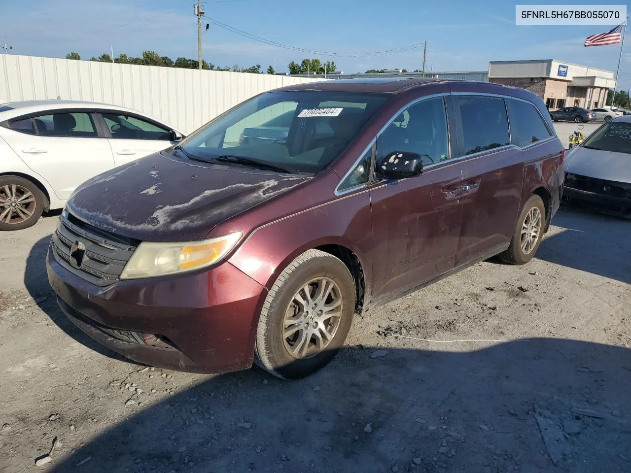 2011 Honda Odyssey Exl VIN: 5FNRL5H67BB055070 Lot: 70096484