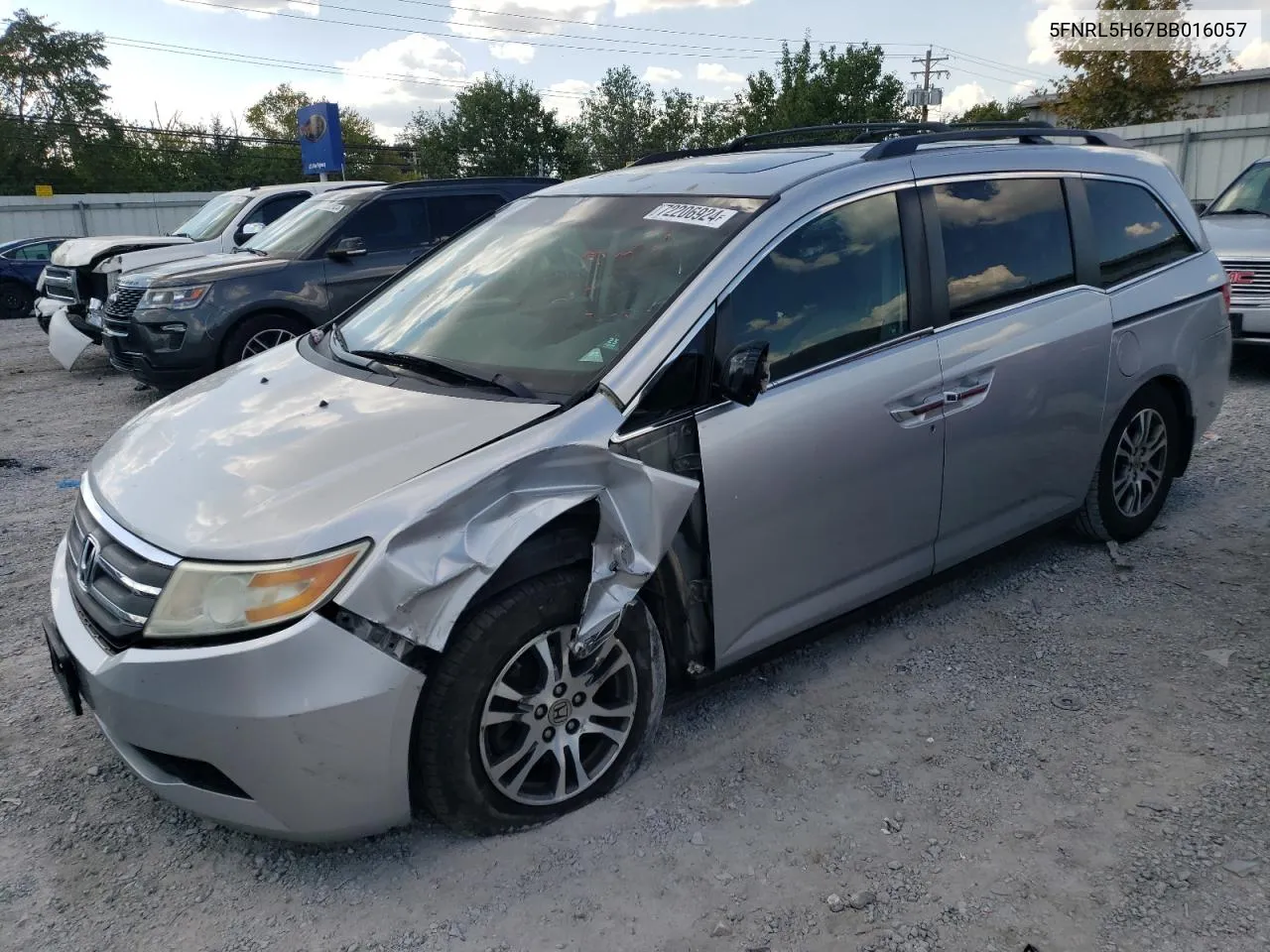 2011 Honda Odyssey Exl VIN: 5FNRL5H67BB016057 Lot: 72206924