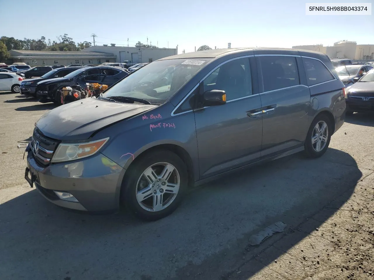 2011 Honda Odyssey Touring VIN: 5FNRL5H98BB043374 Lot: 72590724