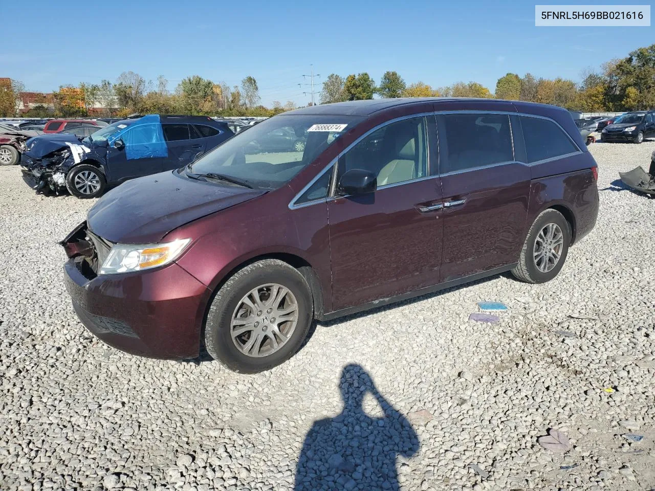 2011 Honda Odyssey Exl VIN: 5FNRL5H69BB021616 Lot: 76888374