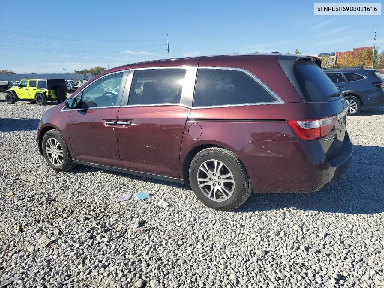 2011 Honda Odyssey Exl VIN: 5FNRL5H69BB021616 Lot: 76888374