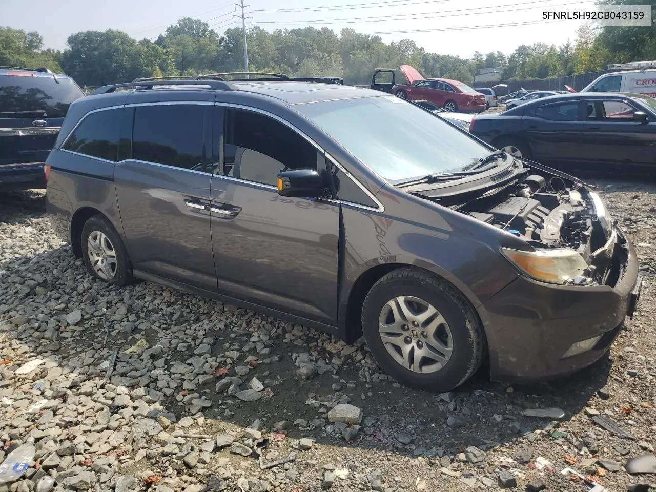 5FNRL5H92CB043159 2012 Honda Odyssey Touring