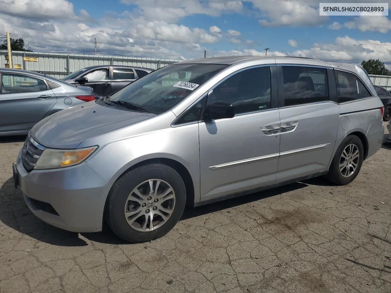 2012 Honda Odyssey Exl VIN: 5FNRL5H62CB028893 Lot: 70266354