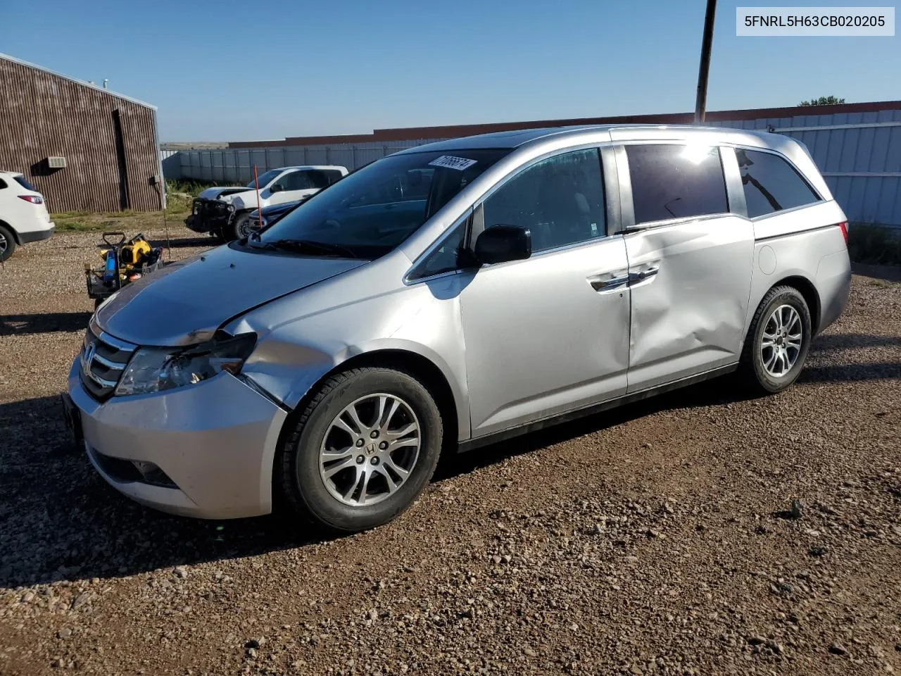 2012 Honda Odyssey Exl VIN: 5FNRL5H63CB020205 Lot: 71066674