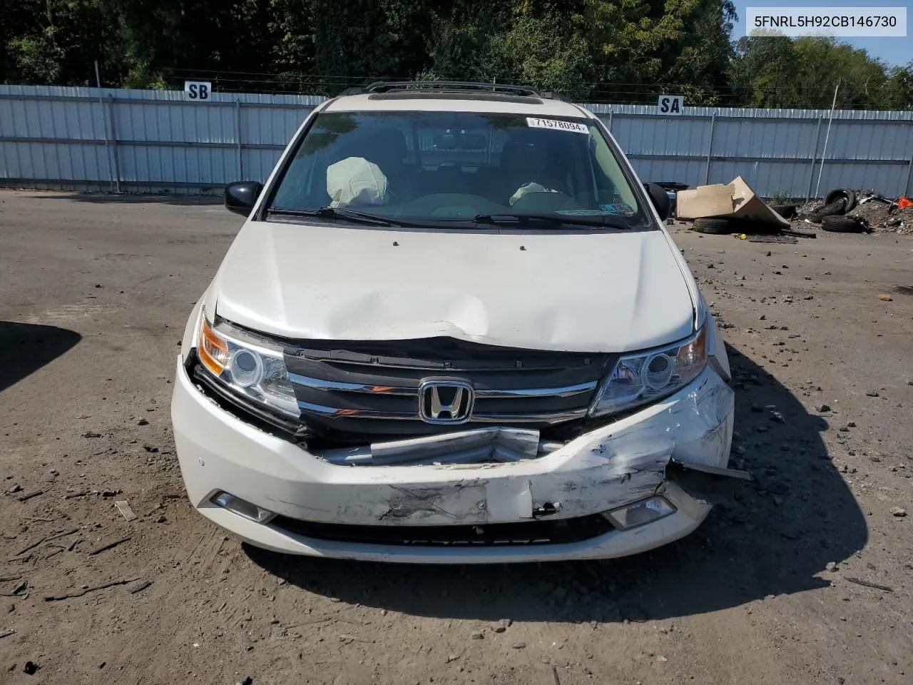 2012 Honda Odyssey Touring VIN: 5FNRL5H92CB146730 Lot: 71578094