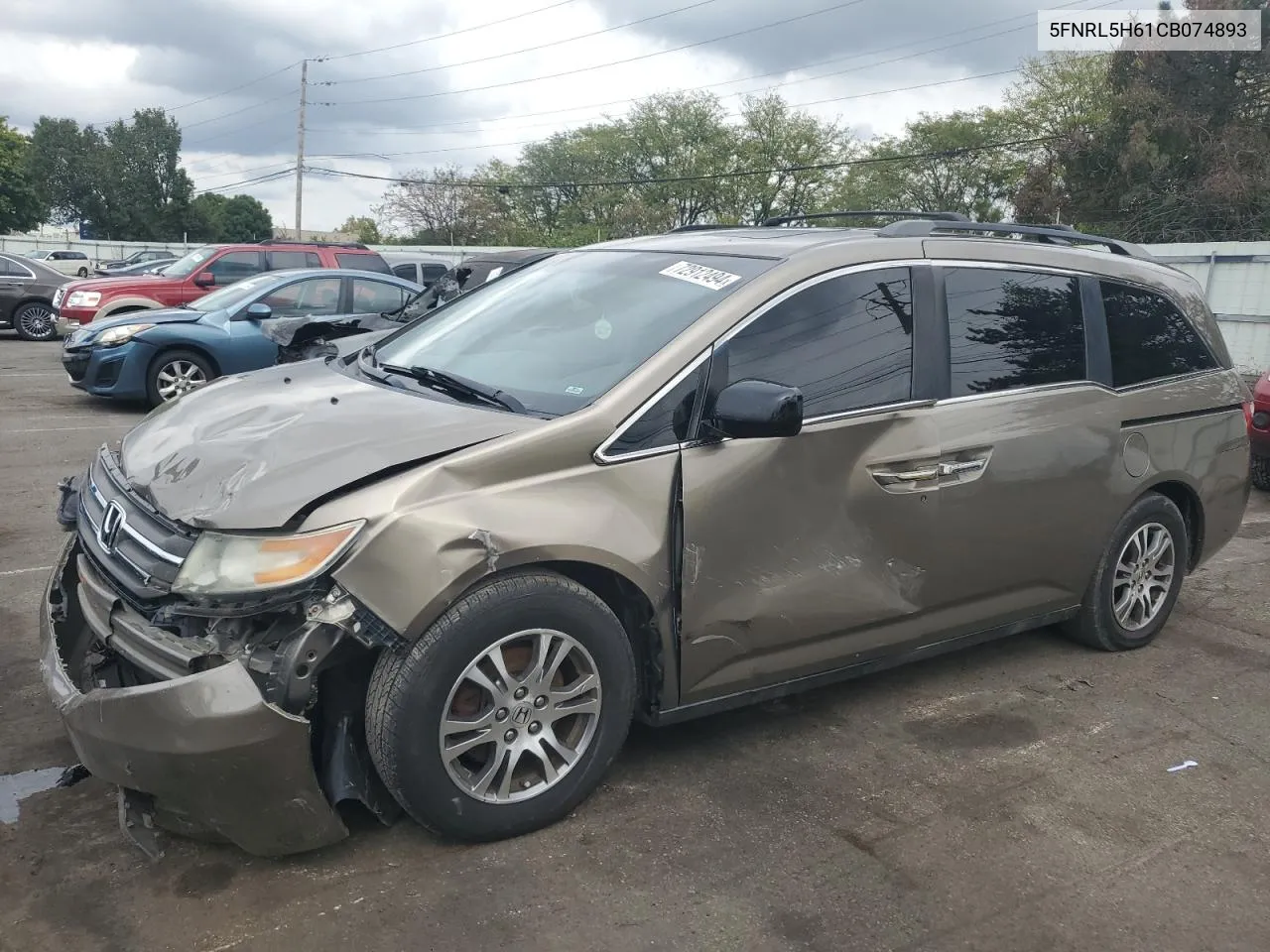 2012 Honda Odyssey Exl VIN: 5FNRL5H61CB074893 Lot: 72912494