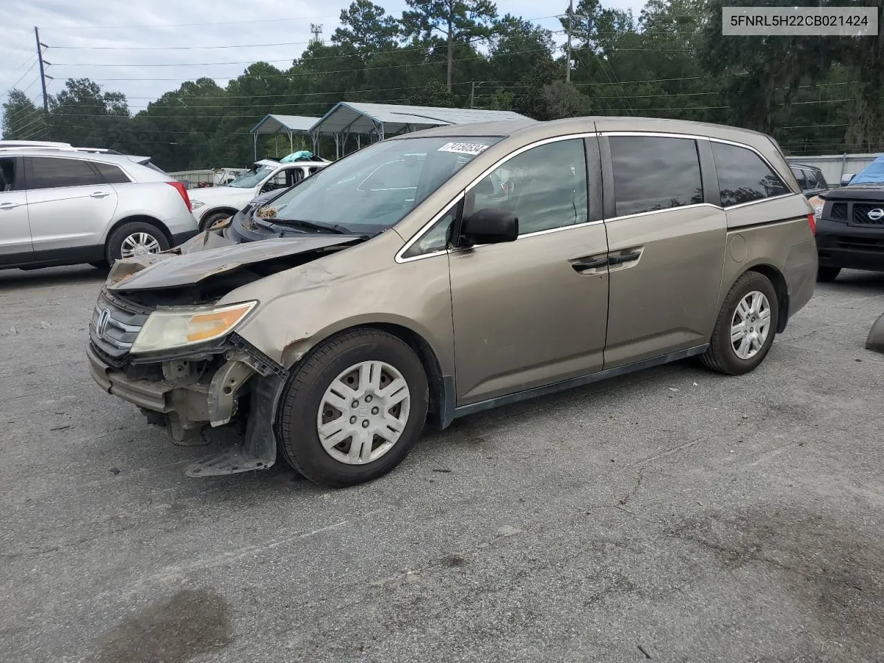 2012 Honda Odyssey Lx VIN: 5FNRL5H22CB021424 Lot: 74150534