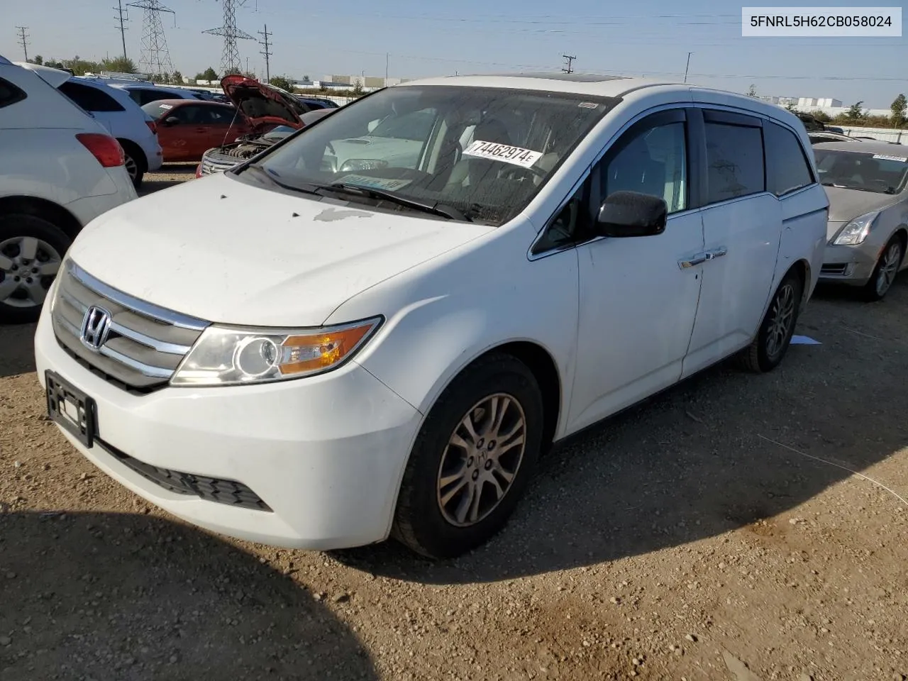 2012 Honda Odyssey Exl VIN: 5FNRL5H62CB058024 Lot: 74462974