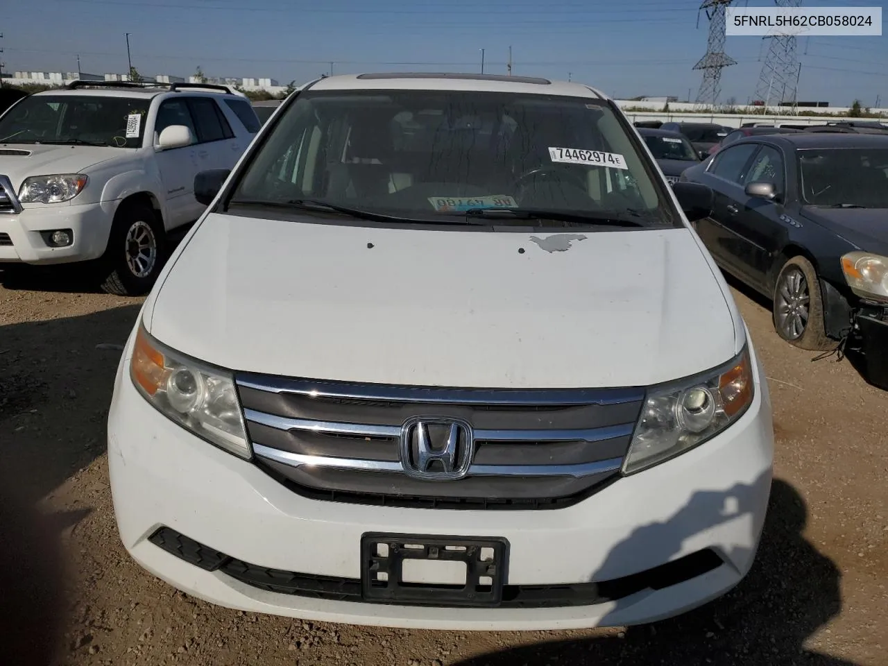 2012 Honda Odyssey Exl VIN: 5FNRL5H62CB058024 Lot: 74462974