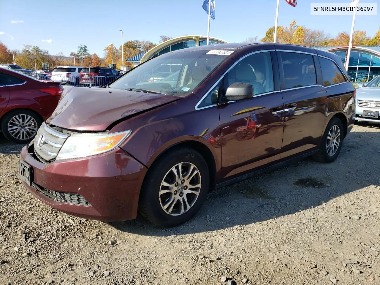 2012 Honda Odyssey Ex VIN: 5FNRL5H48CB136997 Lot: 77745524