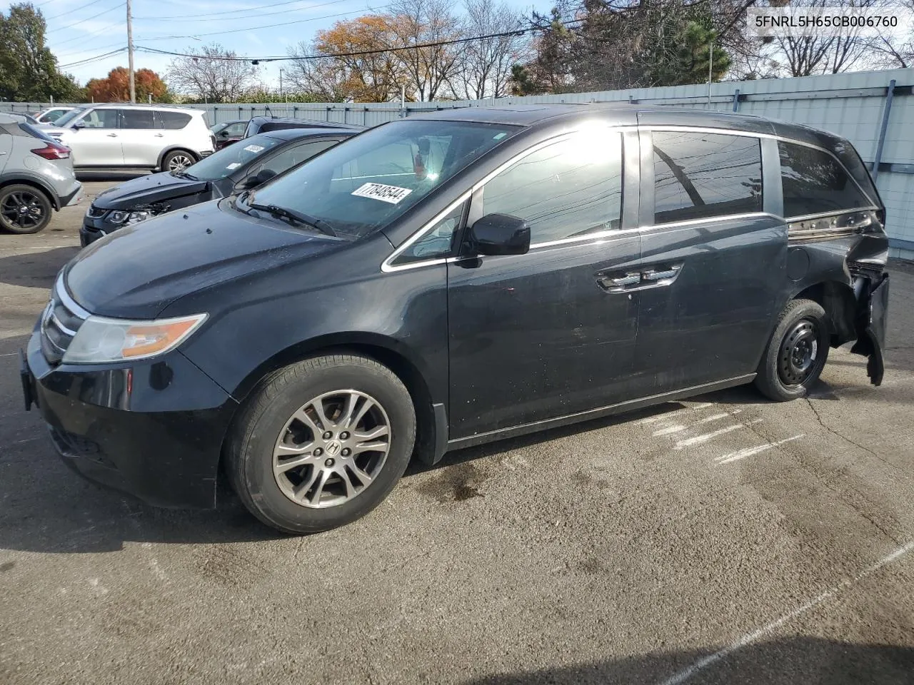 2012 Honda Odyssey Exl VIN: 5FNRL5H65CB006760 Lot: 77848544