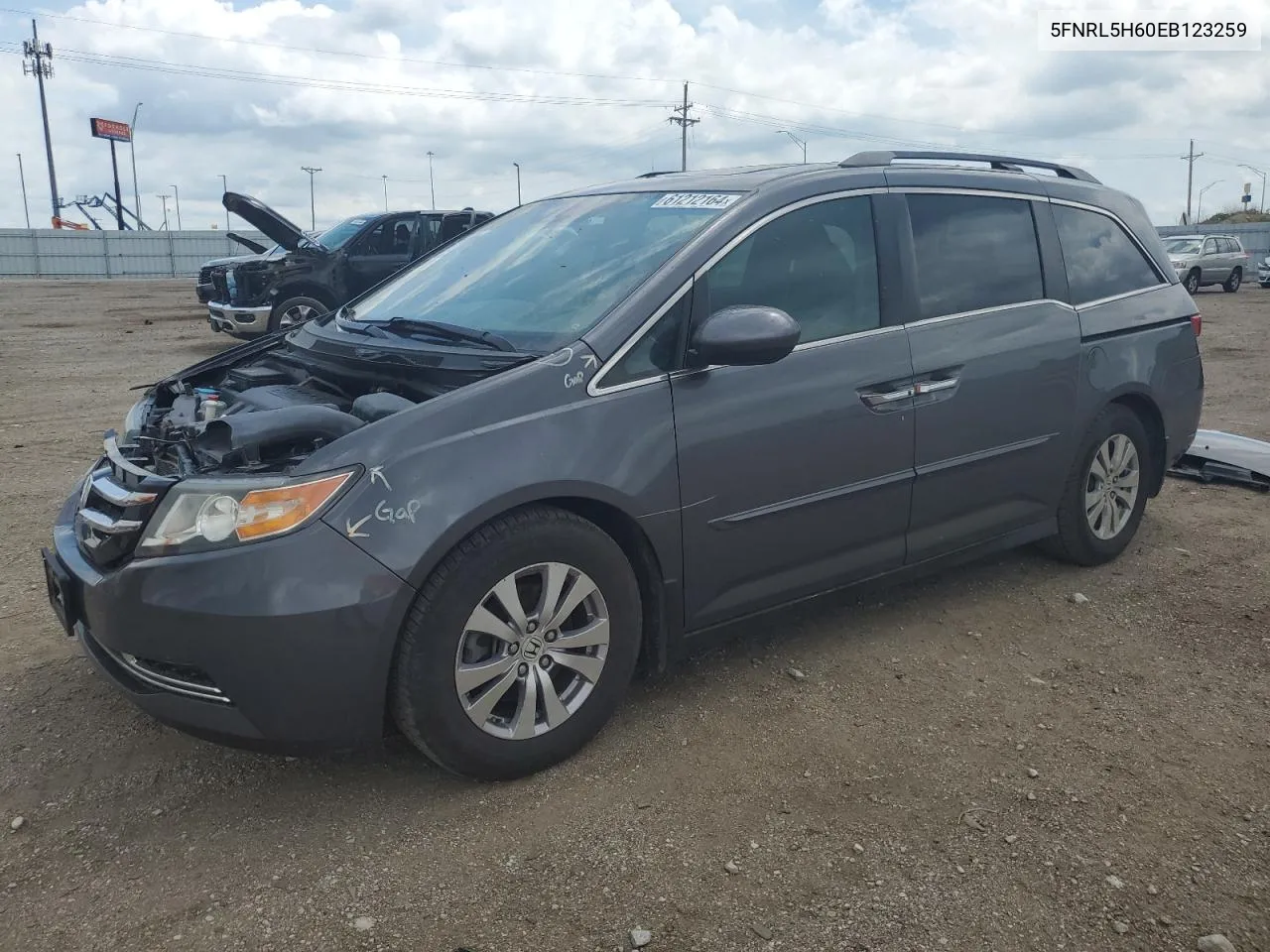 2014 Honda Odyssey Exl VIN: 5FNRL5H60EB123259 Lot: 61212164