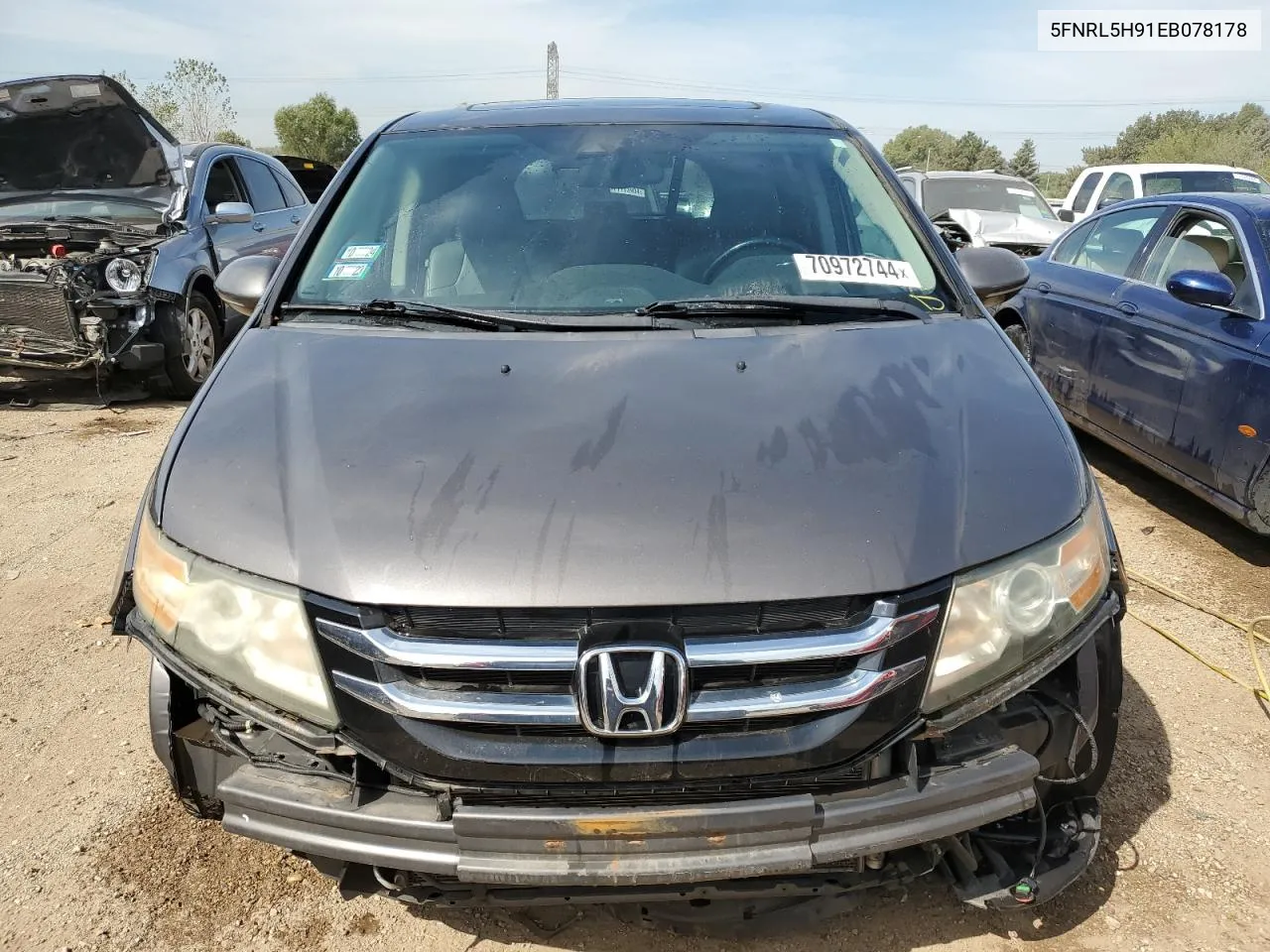 2014 Honda Odyssey Touring VIN: 5FNRL5H91EB078178 Lot: 70972744