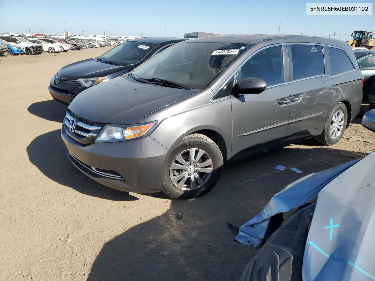 2014 Honda Odyssey Exl VIN: 5FNRL5H60EB031102 Lot: 74357834