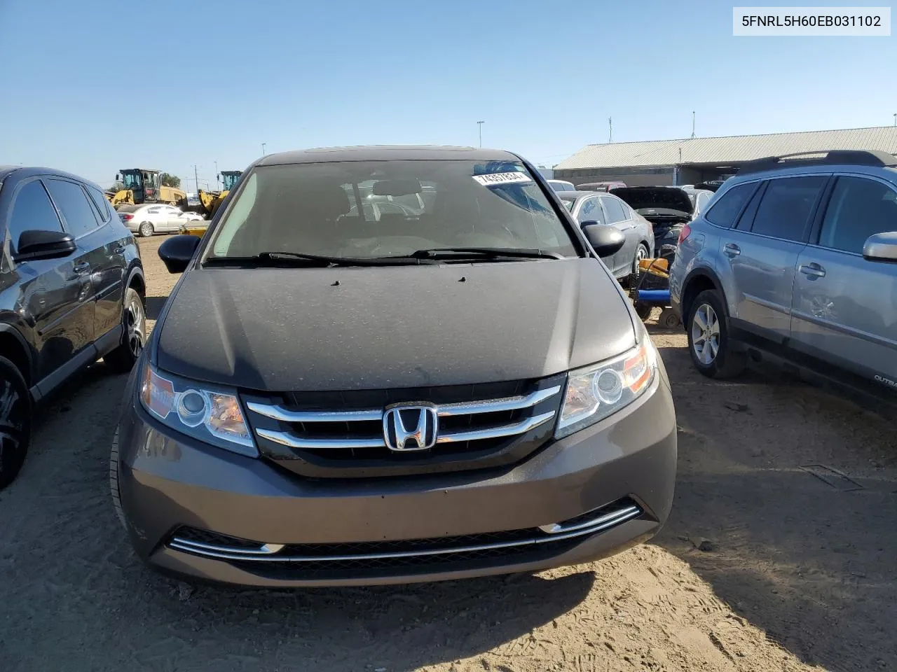 2014 Honda Odyssey Exl VIN: 5FNRL5H60EB031102 Lot: 74357834