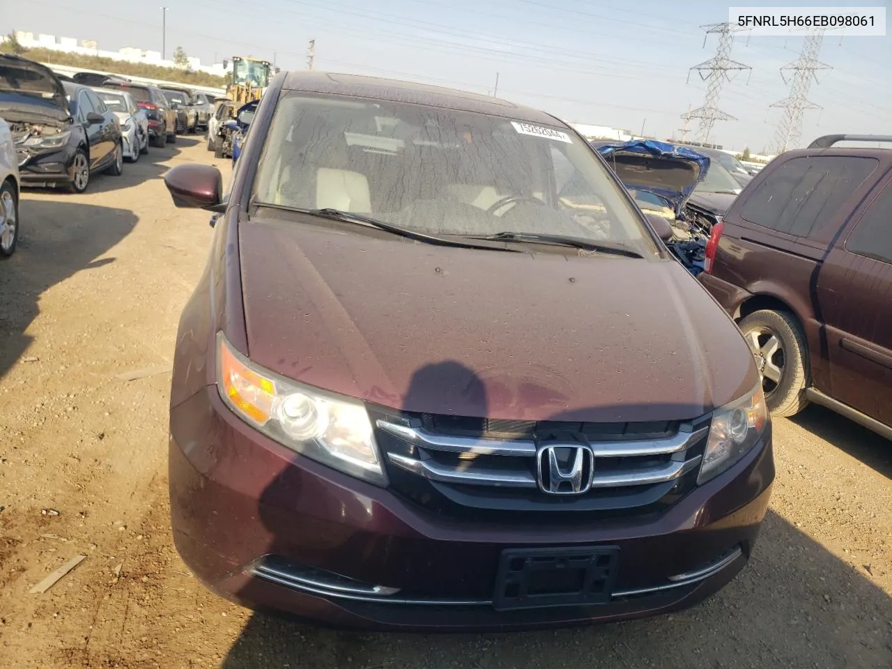 2014 Honda Odyssey Exl VIN: 5FNRL5H66EB098061 Lot: 75262044