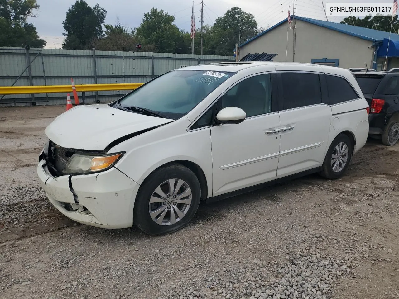 2015 Honda Odyssey Exl VIN: 5FNRL5H63FB011217 Lot: 72793714