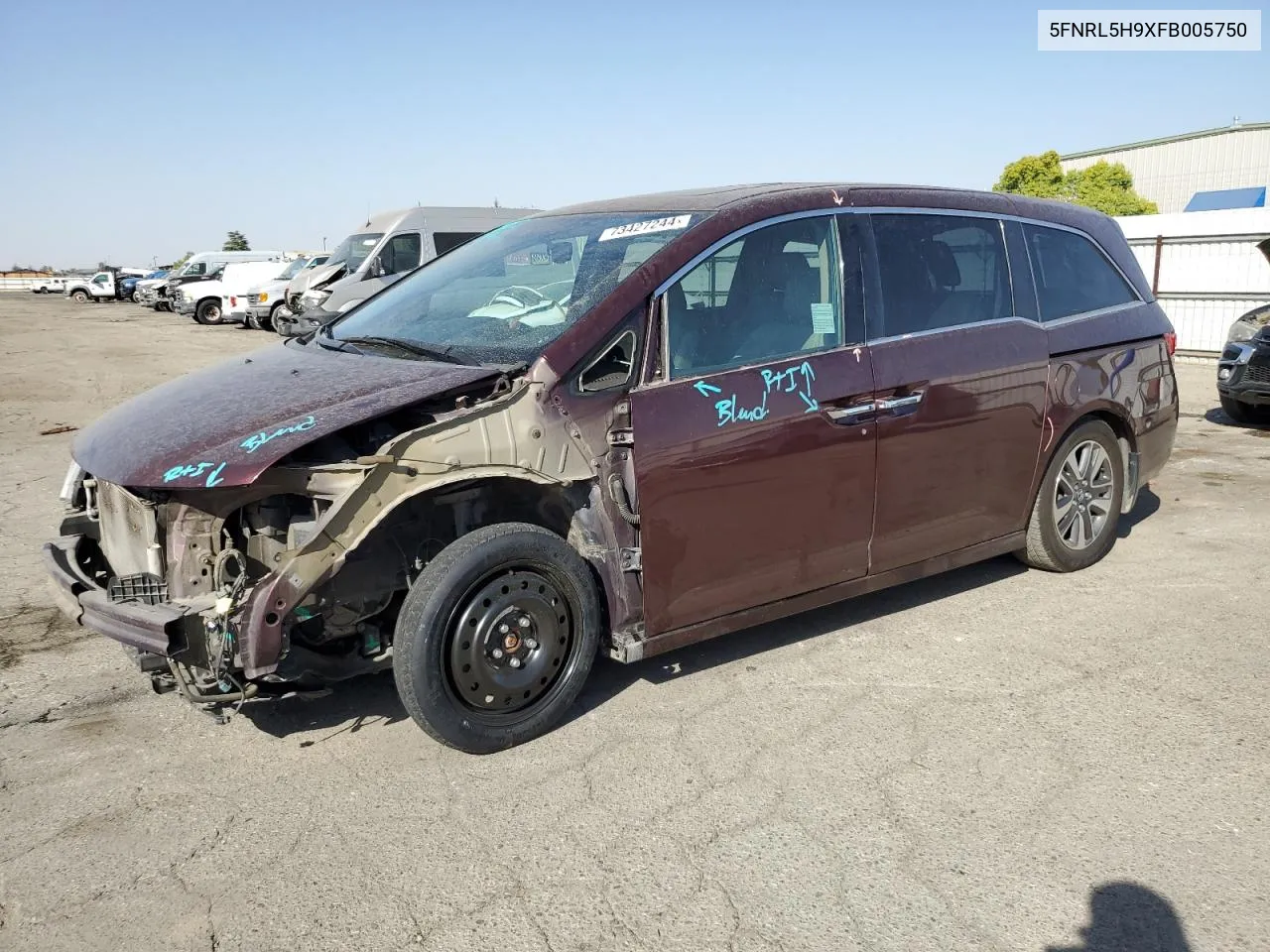 2015 Honda Odyssey Touring VIN: 5FNRL5H9XFB005750 Lot: 73427244