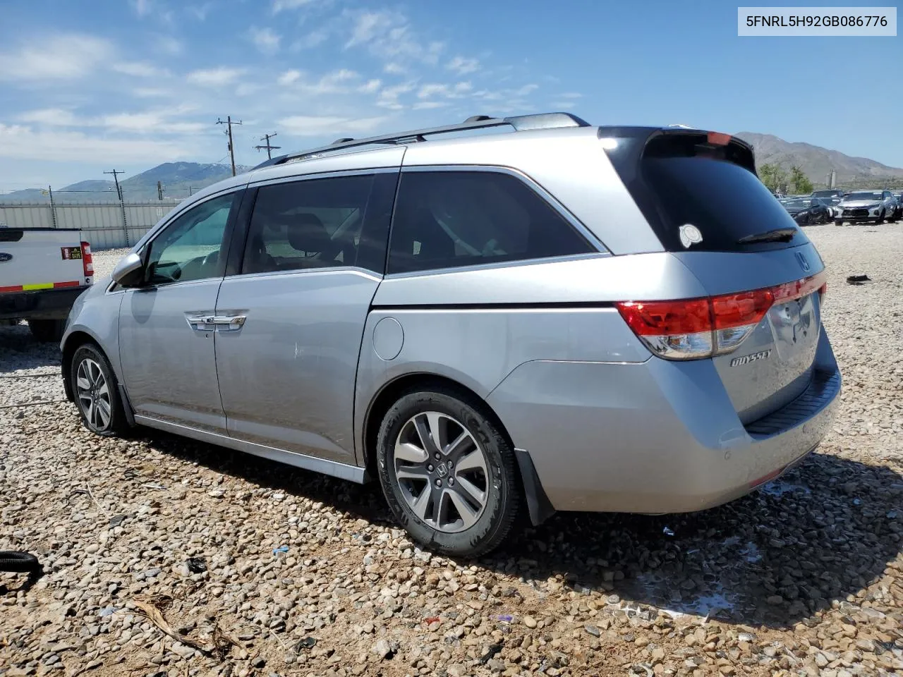 2016 Honda Odyssey Touring VIN: 5FNRL5H92GB086776 Lot: 56936864