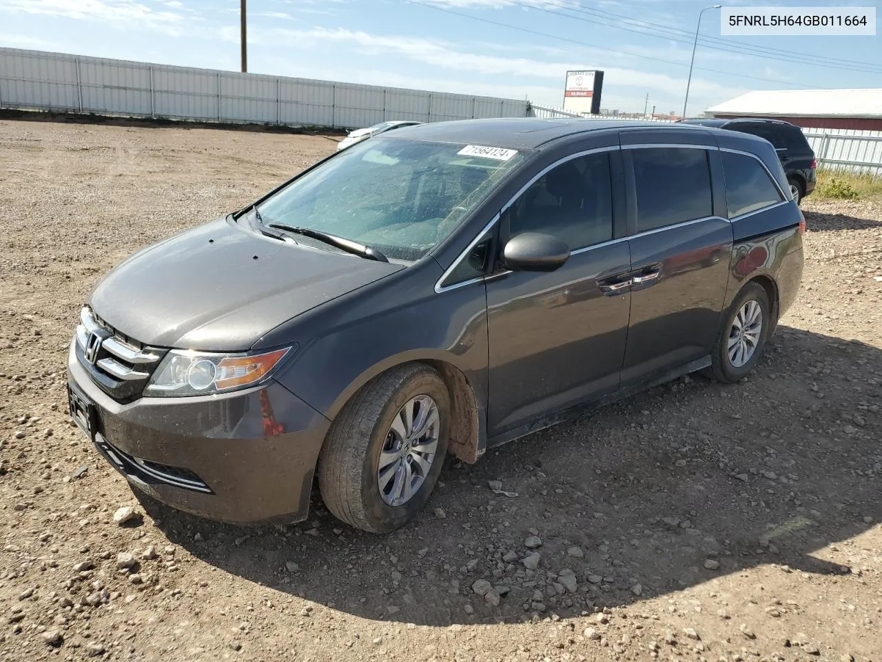 5FNRL5H64GB011664 2016 Honda Odyssey Exl