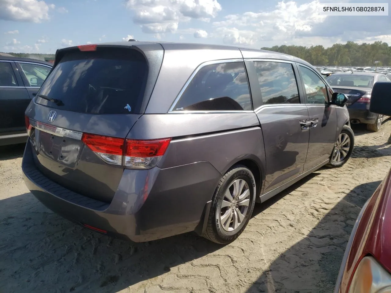 2016 Honda Odyssey Exl VIN: 5FNRL5H61GB028874 Lot: 72635174