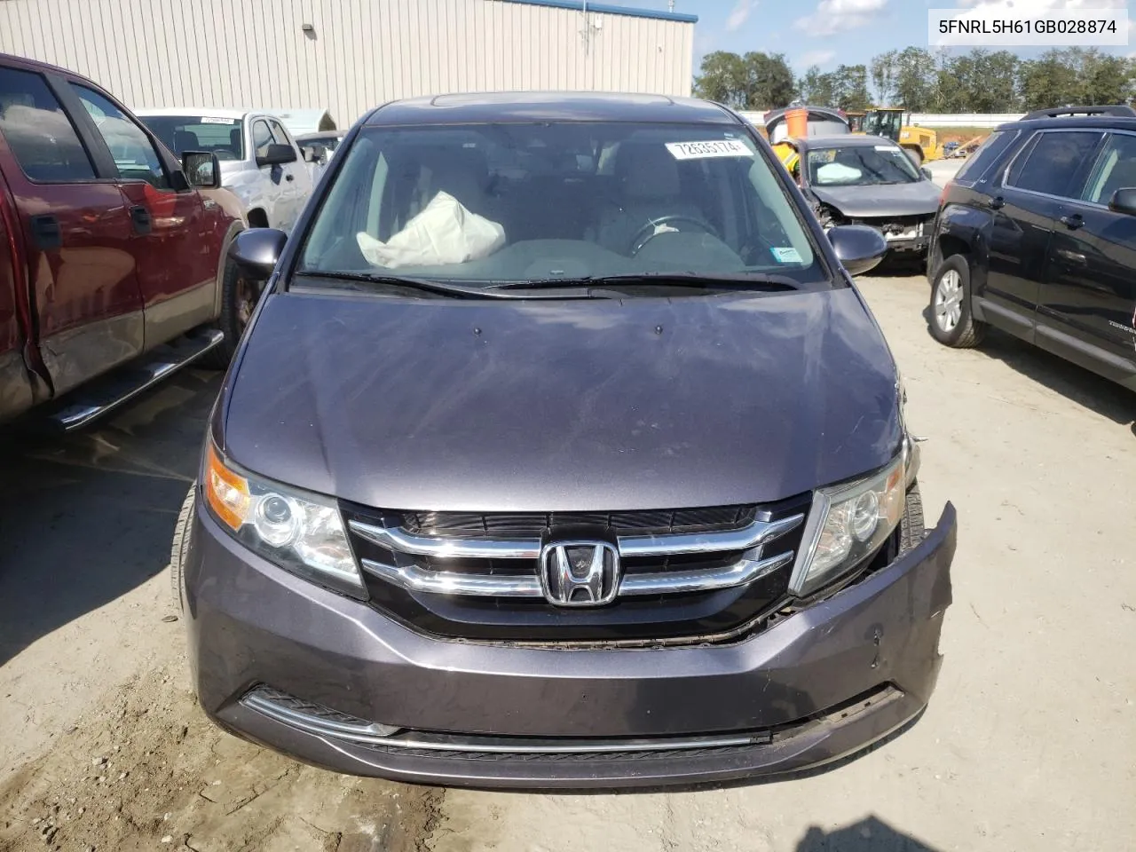 2016 Honda Odyssey Exl VIN: 5FNRL5H61GB028874 Lot: 72635174