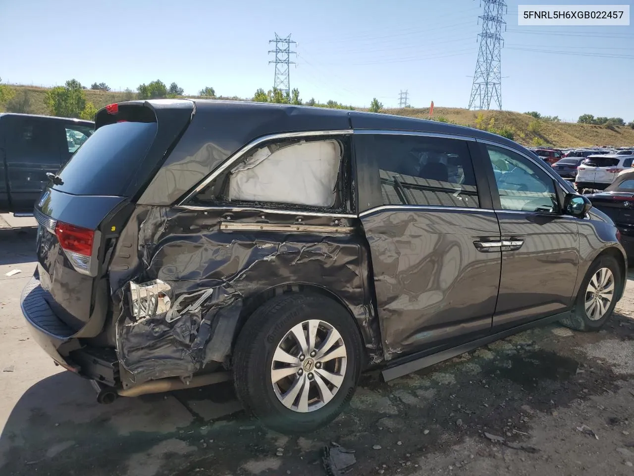 2016 Honda Odyssey Exl VIN: 5FNRL5H6XGB022457 Lot: 73210834