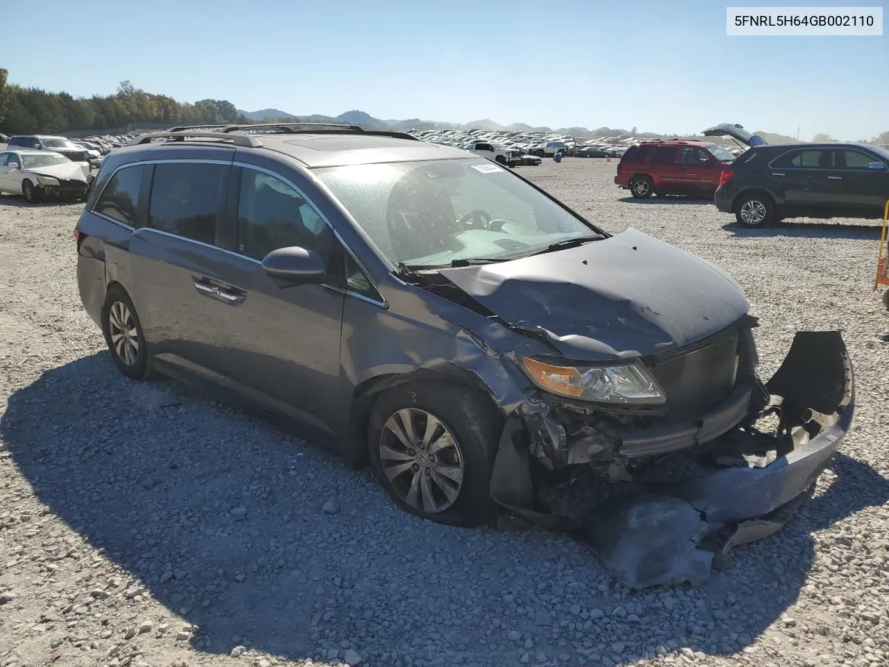 2016 Honda Odyssey Exl VIN: 5FNRL5H64GB002110 Lot: 75606444