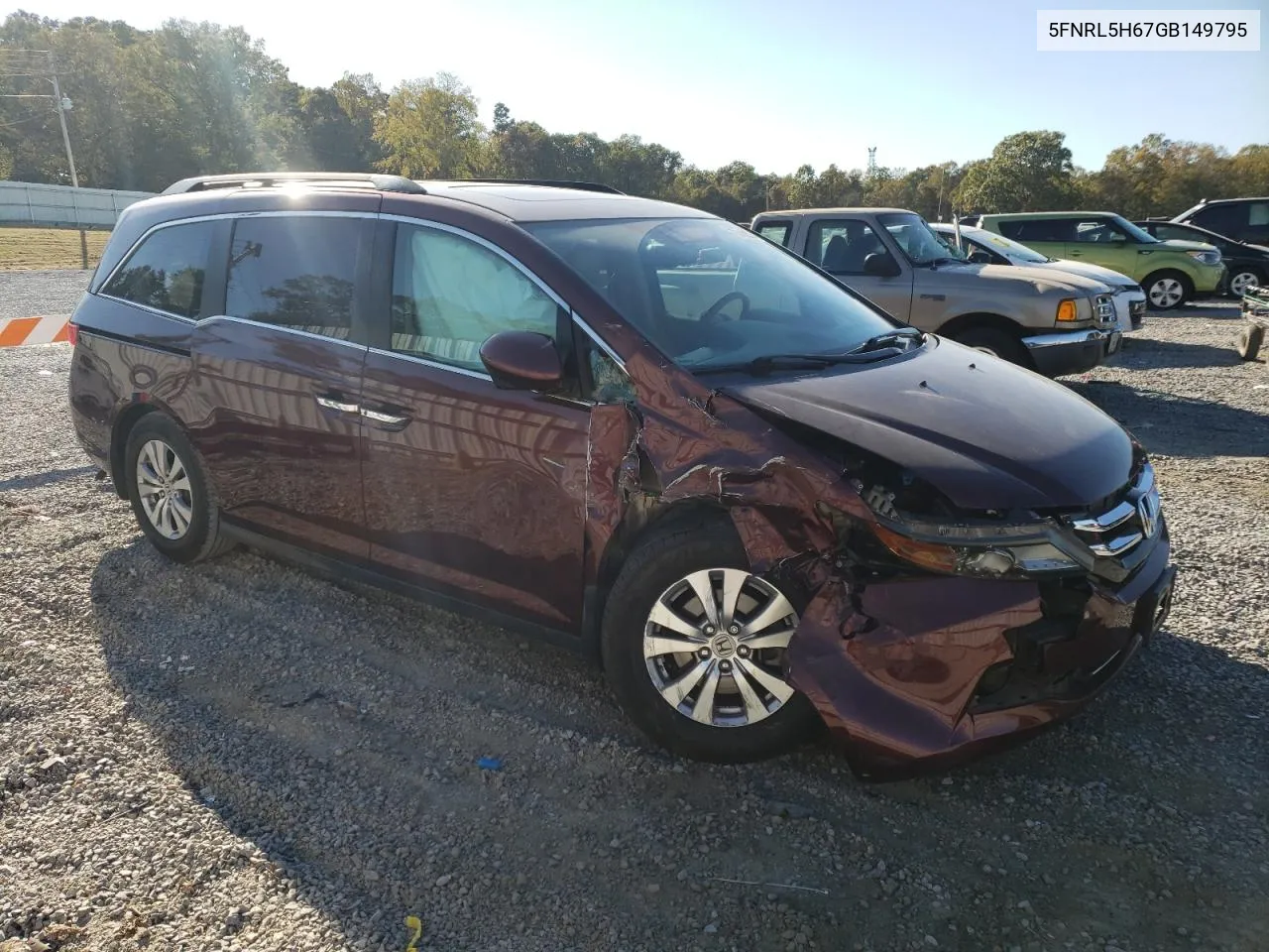 5FNRL5H67GB149795 2016 Honda Odyssey Exl