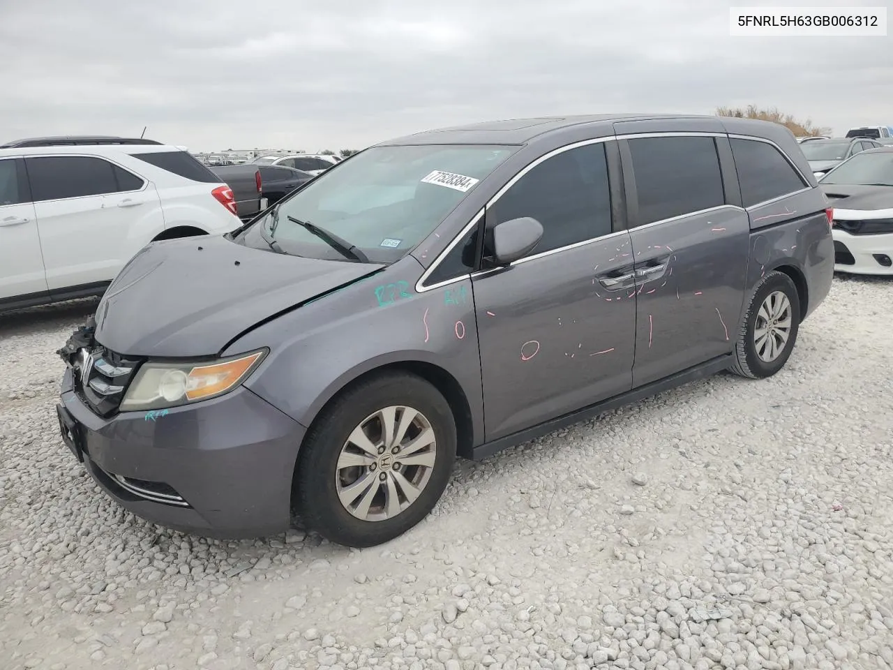 2016 Honda Odyssey Exl VIN: 5FNRL5H63GB006312 Lot: 77528384