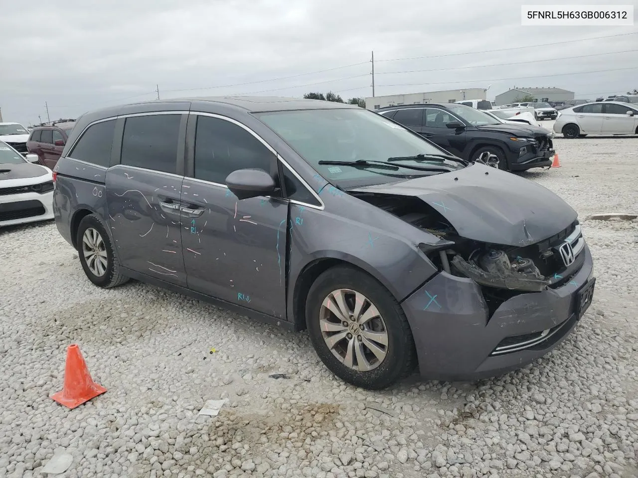 2016 Honda Odyssey Exl VIN: 5FNRL5H63GB006312 Lot: 77528384