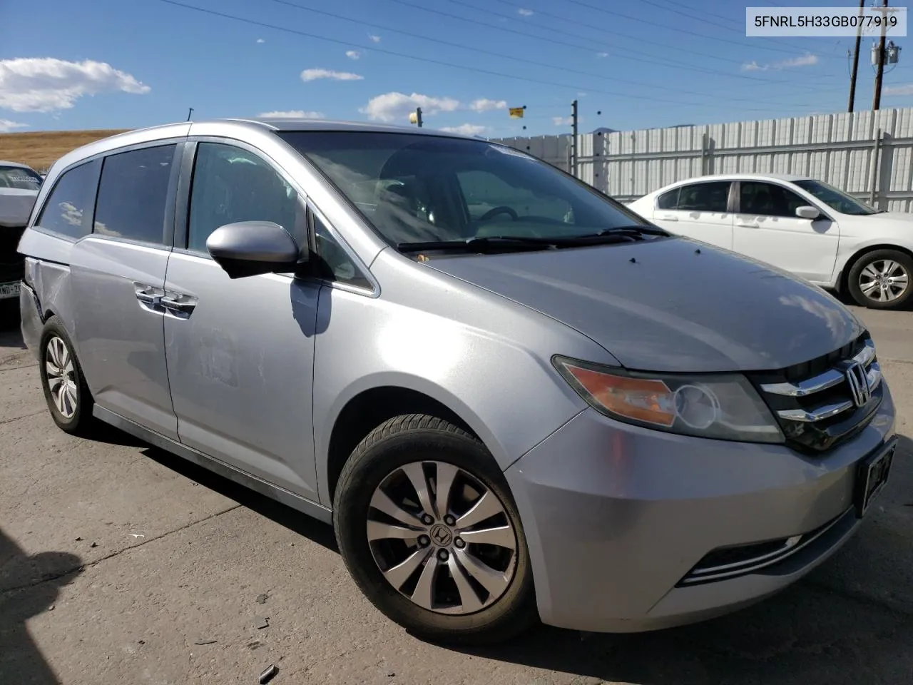 2016 Honda Odyssey Se VIN: 5FNRL5H33GB077919 Lot: 77663604