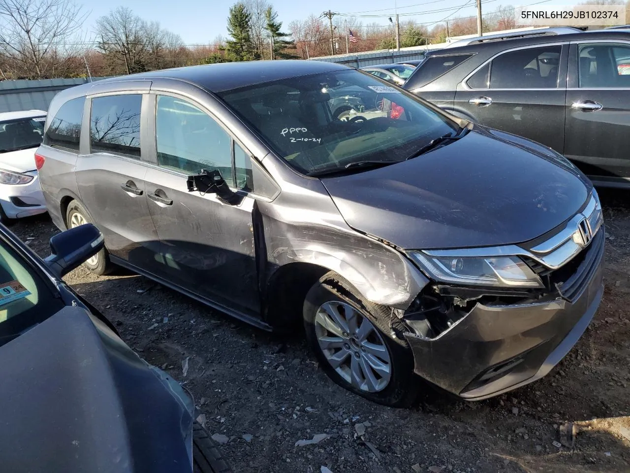 2018 Honda Odyssey Lx VIN: 5FNRL6H29JB102374 Lot: 45744364