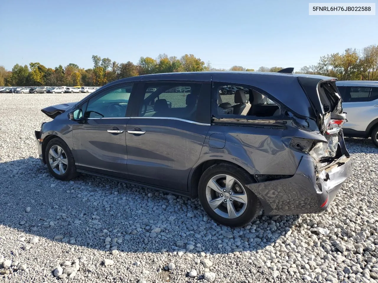 2018 Honda Odyssey Exl VIN: 5FNRL6H76JB022588 Lot: 76449414