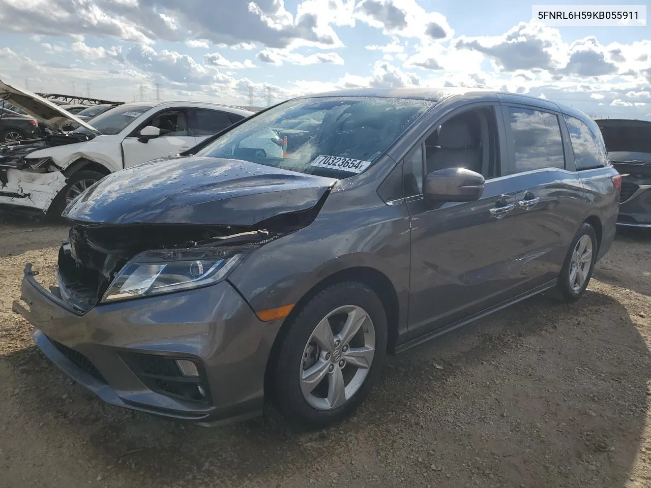 2019 Honda Odyssey Ex VIN: 5FNRL6H59KB055911 Lot: 70323654