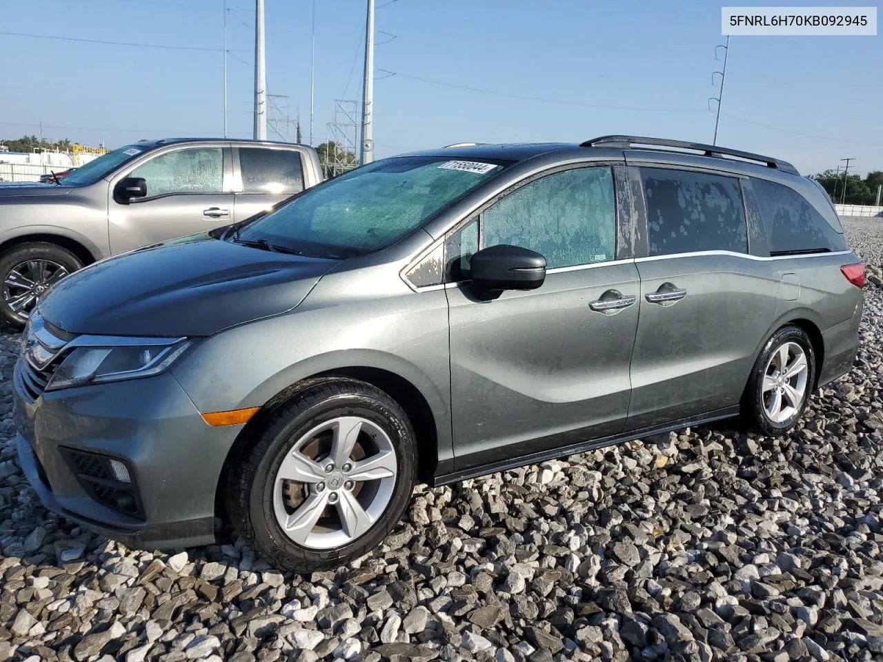 2019 Honda Odyssey Exl VIN: 5FNRL6H70KB092945 Lot: 71550044