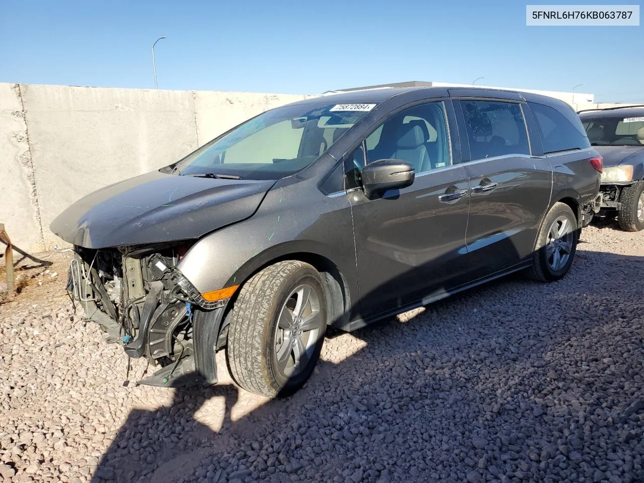 2019 Honda Odyssey Exl VIN: 5FNRL6H76KB063787 Lot: 75872884