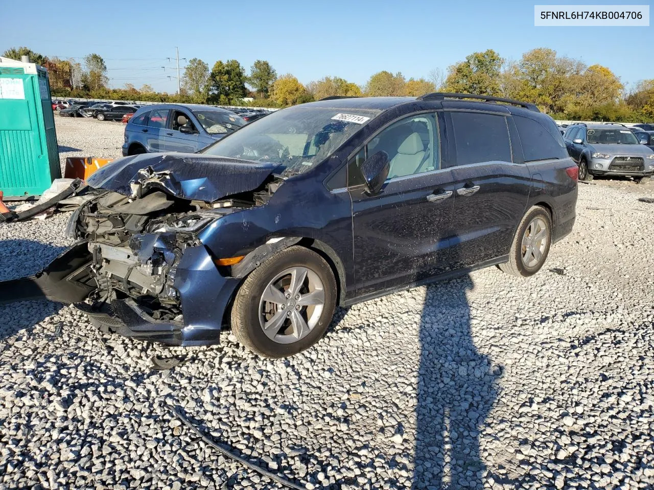 2019 Honda Odyssey Exl VIN: 5FNRL6H74KB004706 Lot: 76627114