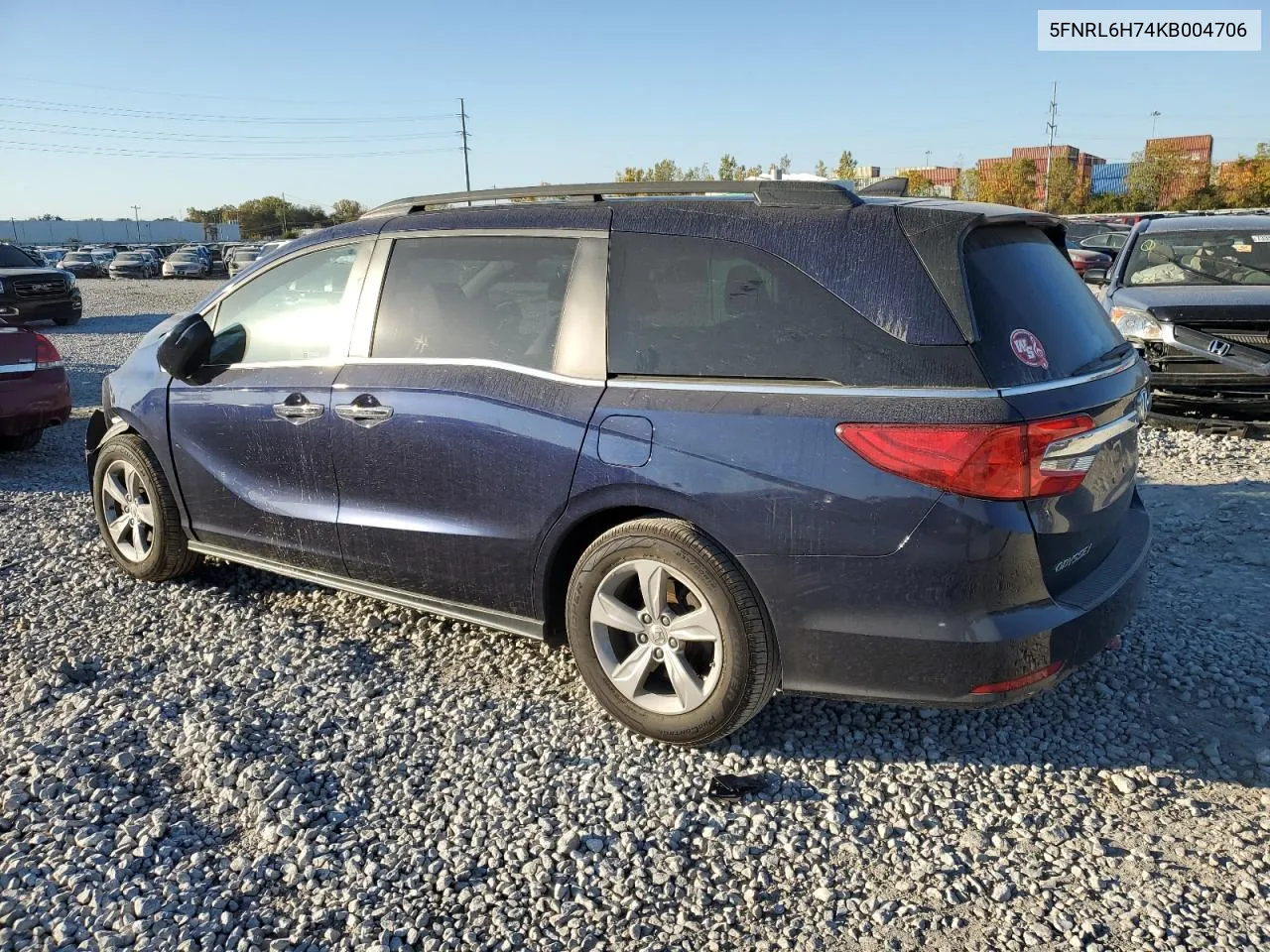 2019 Honda Odyssey Exl VIN: 5FNRL6H74KB004706 Lot: 76627114