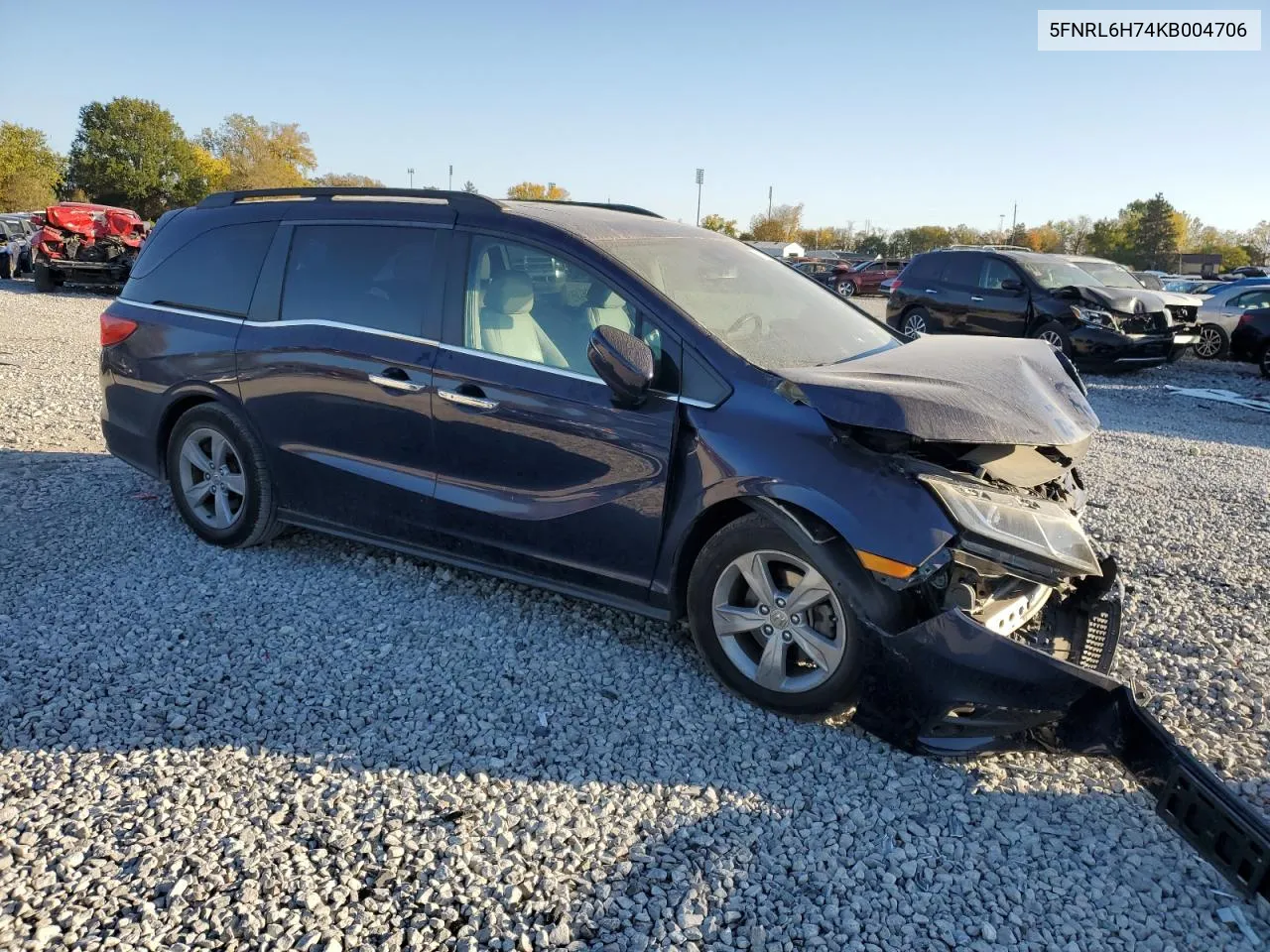 2019 Honda Odyssey Exl VIN: 5FNRL6H74KB004706 Lot: 76627114