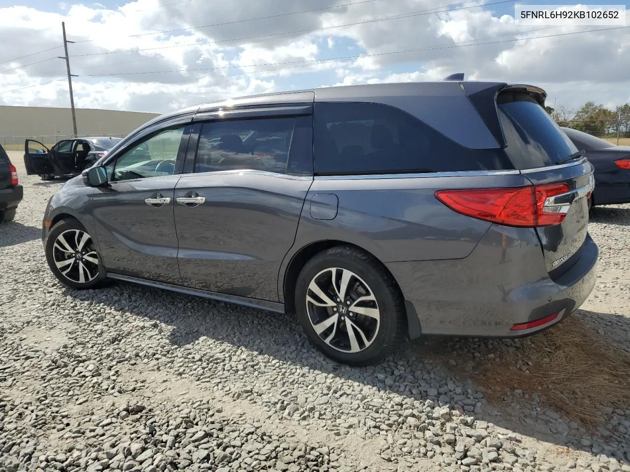 2019 Honda Odyssey Elite VIN: 5FNRL6H92KB102652 Lot: 78569444