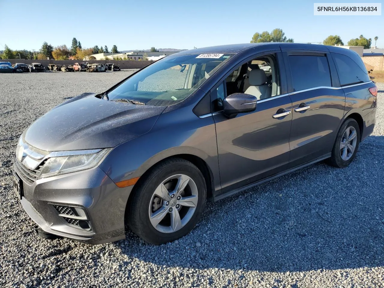 2019 Honda Odyssey Ex VIN: 5FNRL6H56KB136834 Lot: 81286794