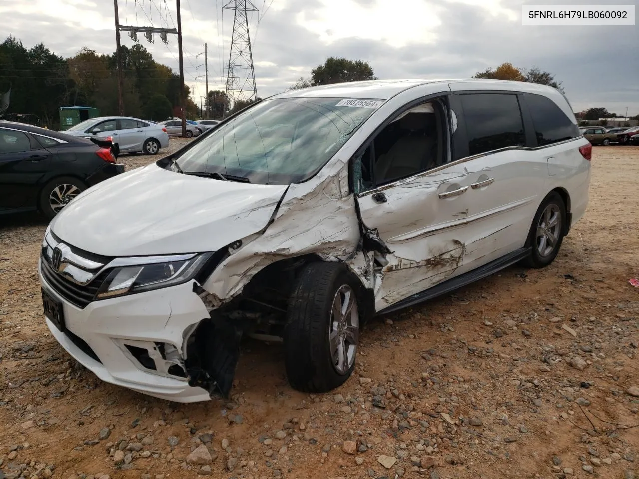 2020 Honda Odyssey Exl VIN: 5FNRL6H79LB060092 Lot: 78515564